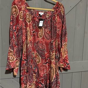 Avenue NWT PAISLEY BRICK COLORED SHIRT 30/32